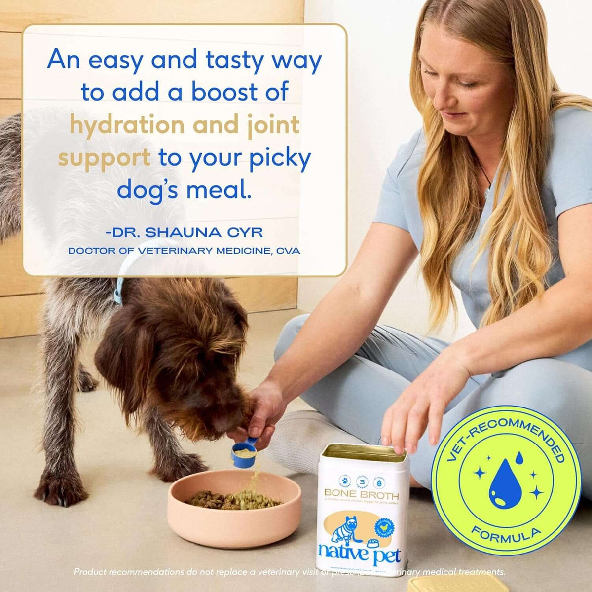 Bone Broth for Dogs and Cats - Chicken Bone Broth Powder DoTAILSOFHOME Chicken Bone Broth Powder dog and cat food topperg Food Toppers for Picky Eaters - Provides Extra Nutrition for Joint Strength, Immune Support & Heart Health - 96 Scoops