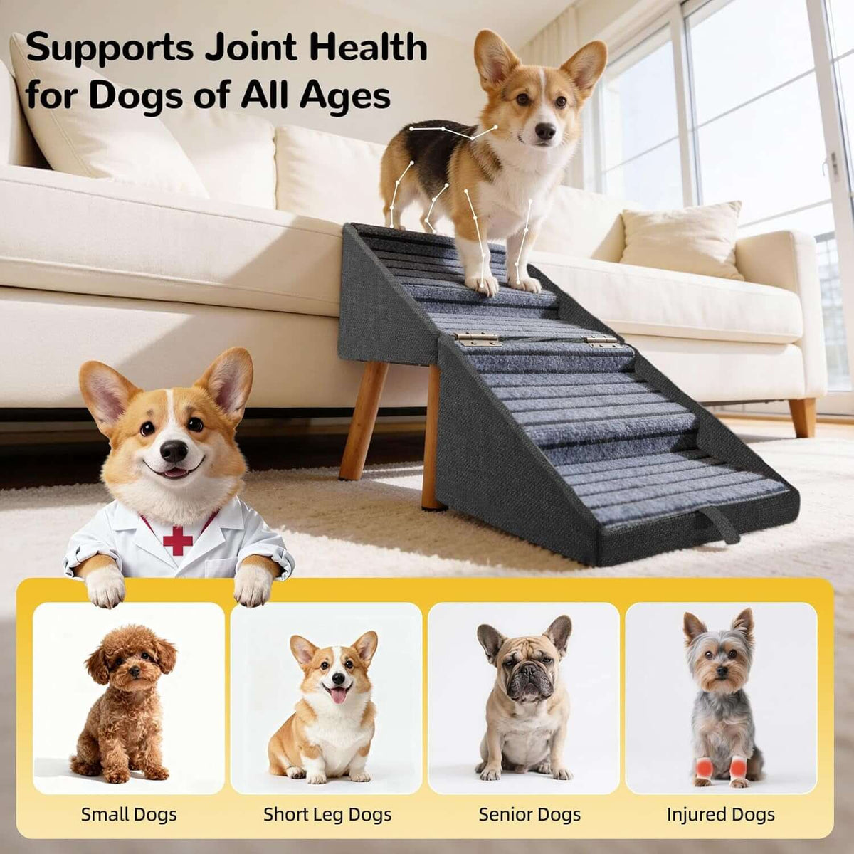 Foldable 2-in-1 Dog StairsTAILSOFHOME cozy hanging hammock bed for hamsters, rats and guinea pigs