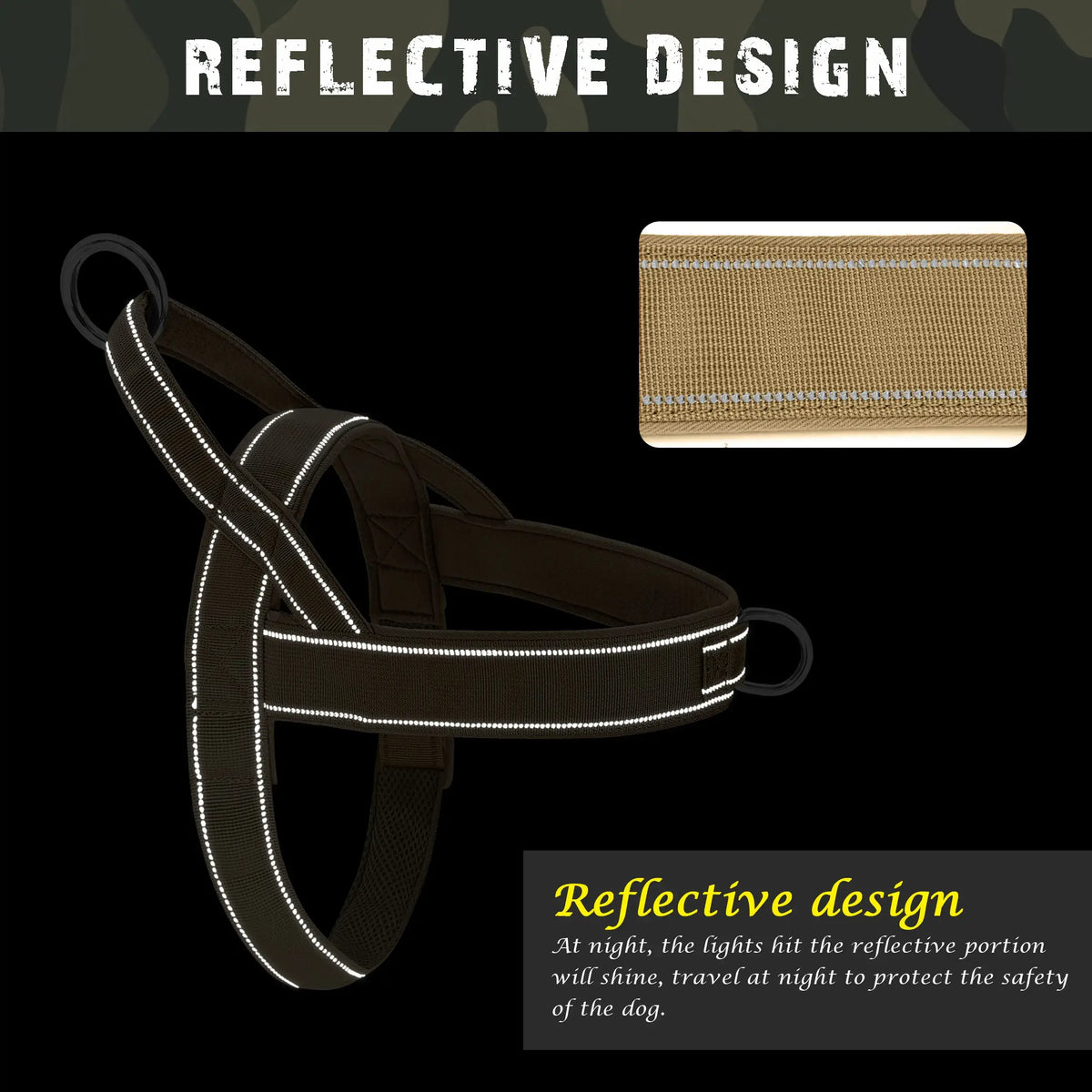 TAILSOFHOME No-Pull Reflective Nylon Dog Harness with Handle