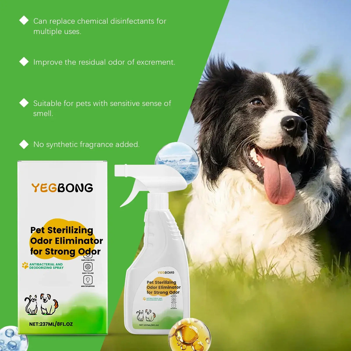 TAILSOFHOME Natural Pet Odor Eliminator Spray for Dogs and Cats