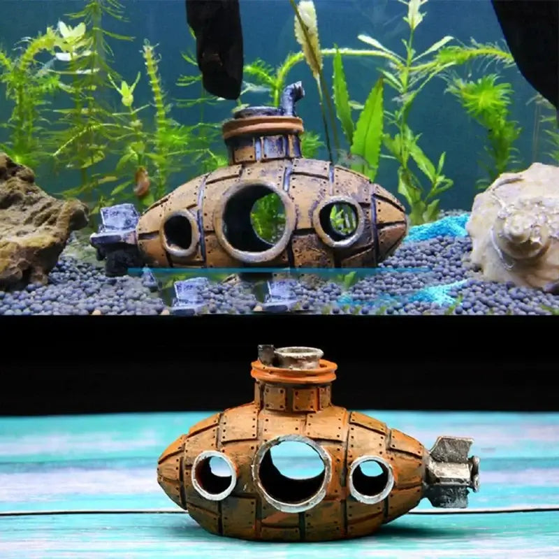 TAILSOFHOME Vintage Aquarium Shipwreck Resin Boat Decoration