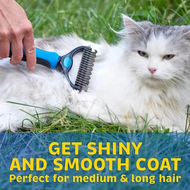 TAILSOFHOME Two-Sided Stainless Steel Pet Deshedding Brush