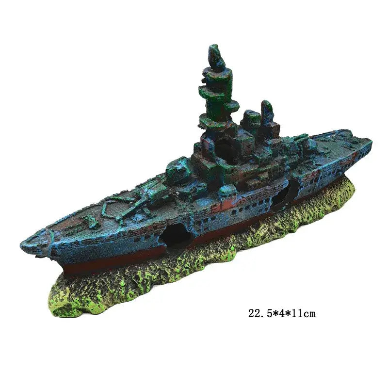 TAILSOFHOME Vintage Aquarium Shipwreck Resin Boat Decoration