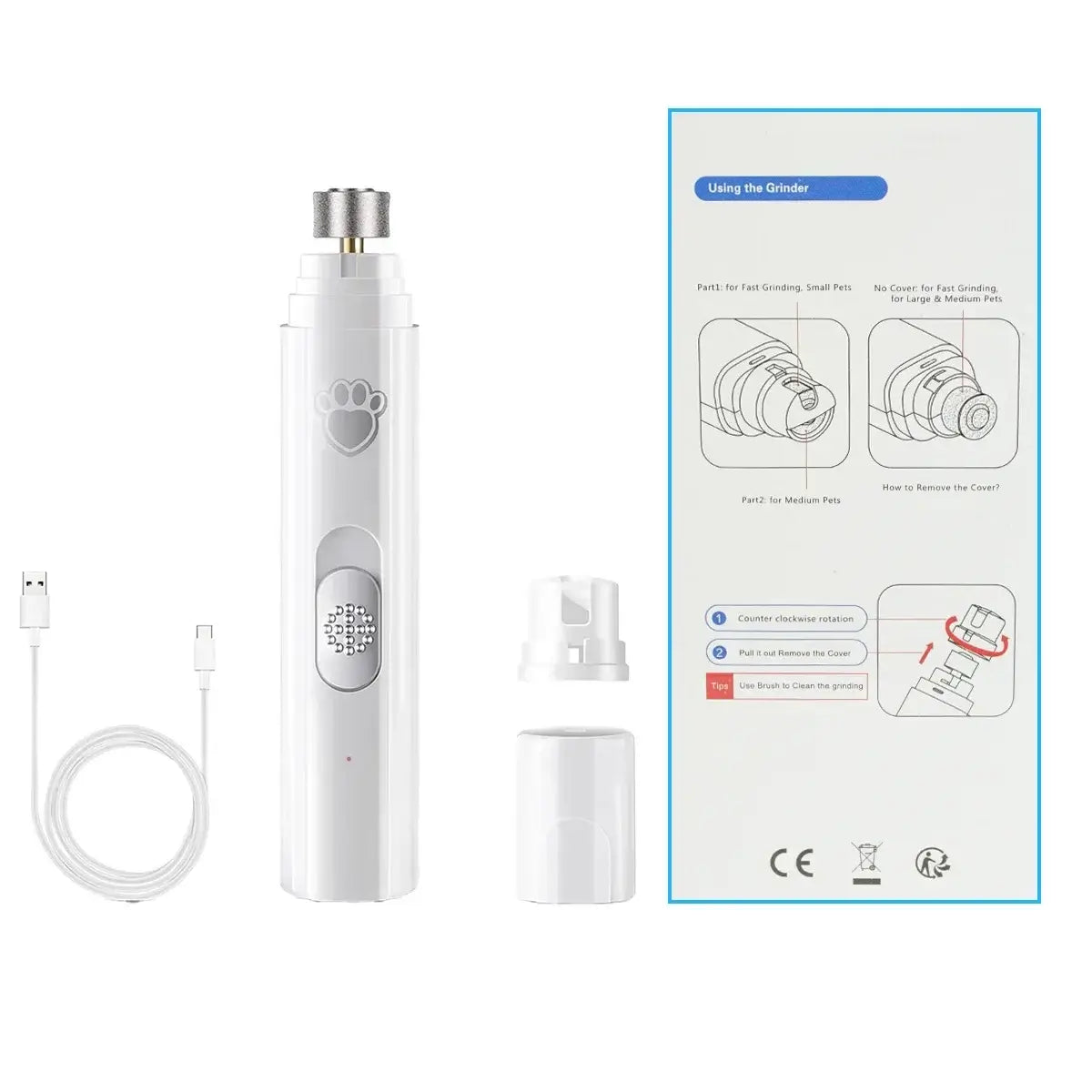 TAILSOFHOME USB Rechargeable Dog and Pet Nail Grinder
