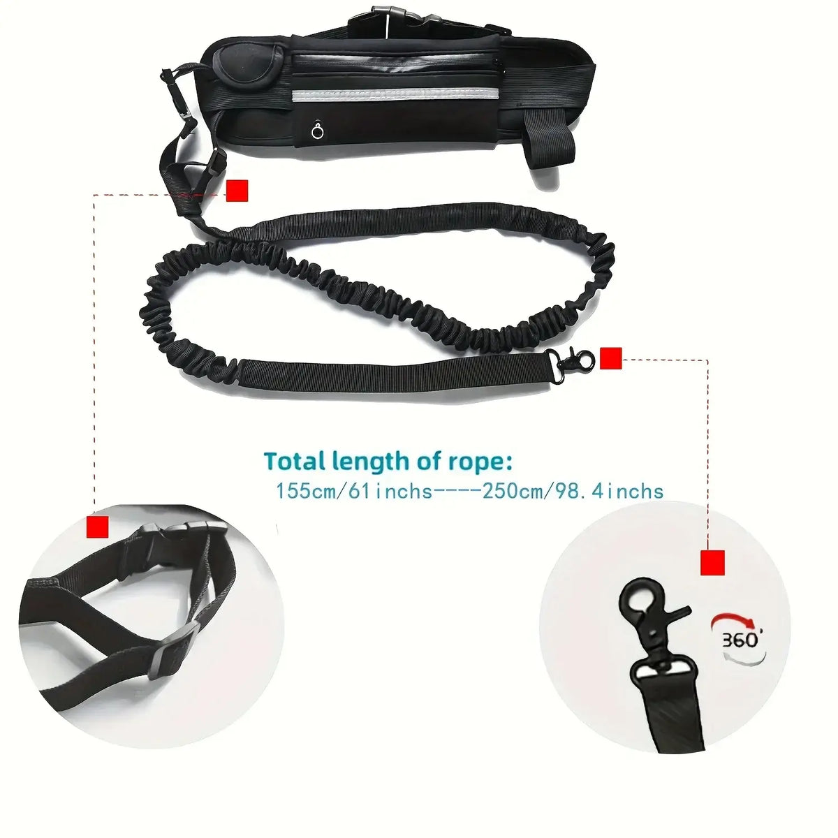 TAILSOFHOME Hands-Free Adjustable Dog Leash with Waist Belt