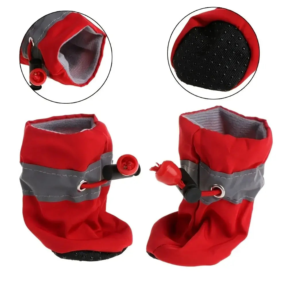 TAILSOFHOME 4-Piece Water-Resistant Dog Rain Boots