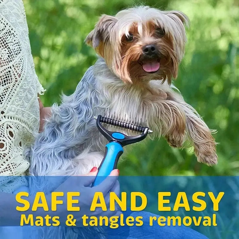 TAILSOFHOME Two-Sided Stainless Steel Pet Deshedding Brush