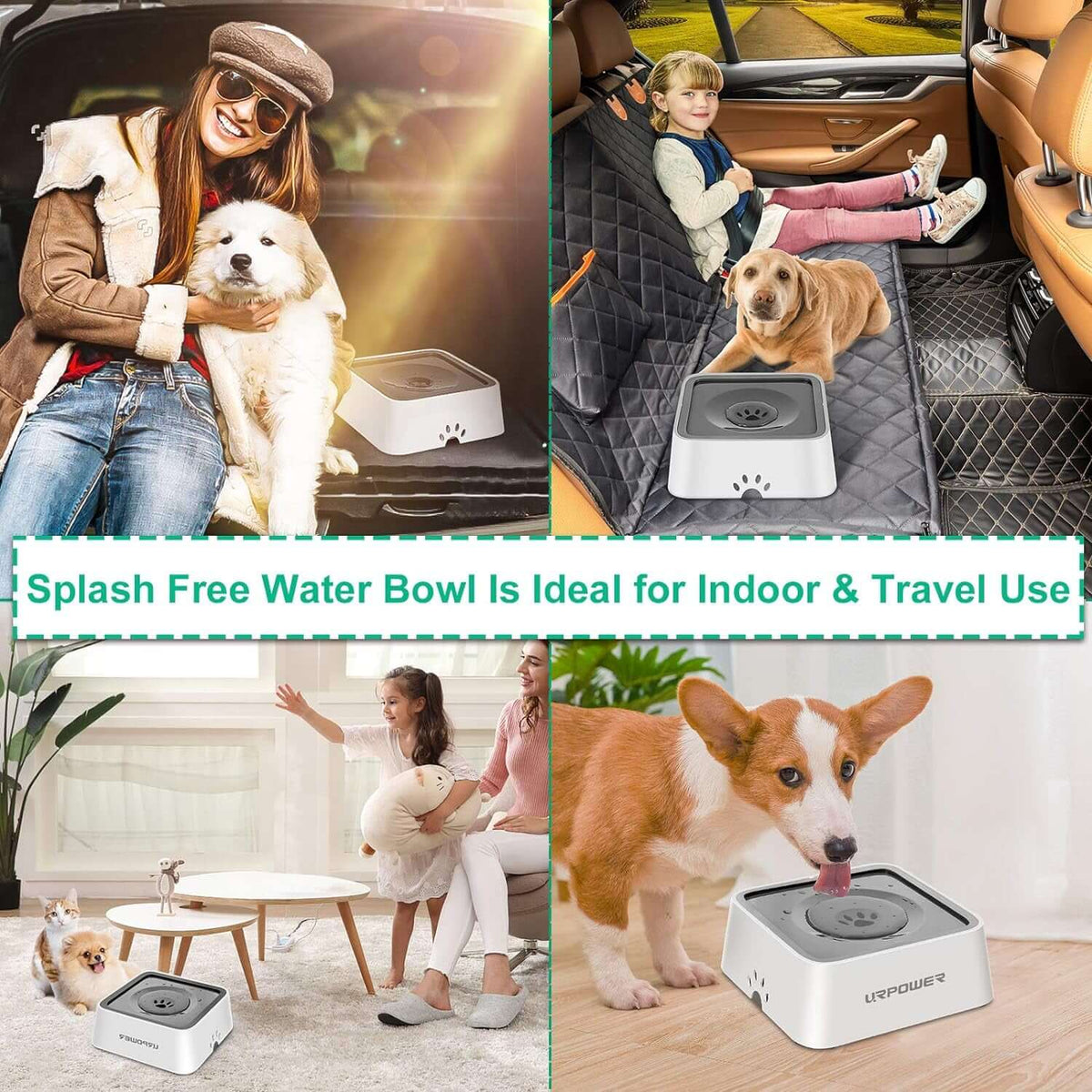 2.5L Dog Water Bowl 85Oz Large TAILSOFHOME transparent cat carrier backpack for small pets and puppiesCapacity Dog Bowls No Spill Pet Water Dispenser for Messy Drinkers Splash Proof Slow Feeder Vehicle Carried Travel Bowl for Dogs, Cats &Pets