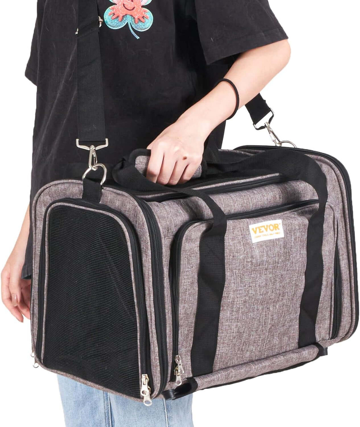 TAILSOFHOME Cat Carrier with Wheels for Travel and Transport