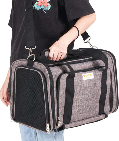 TAILSOFHOME Cat Carrier with Wheels for Travel and Transport