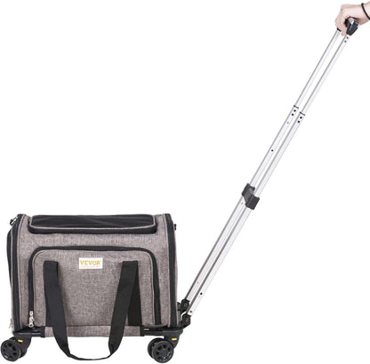 TAILSOFHOME Cat Carrier with Wheels for Travel and Transport