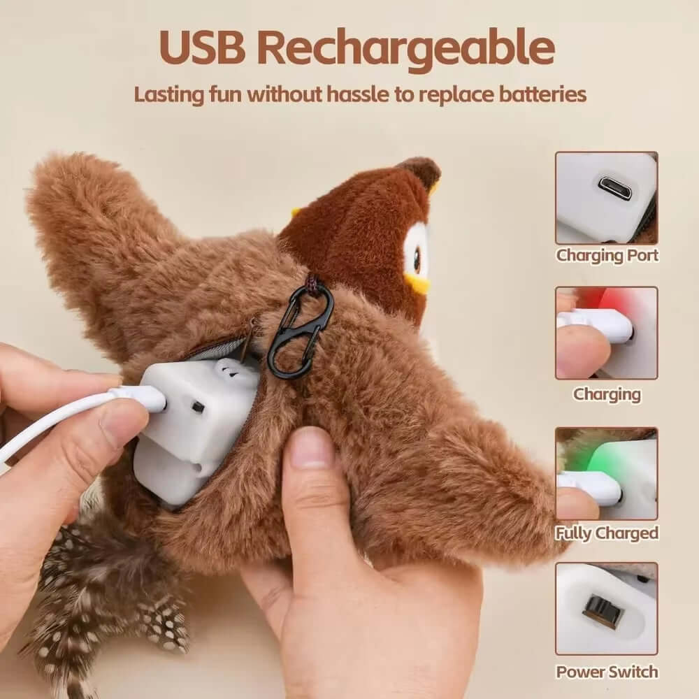 FlutterChirp Cat Toy – Rechargeable Flapping Bird with Catnip &amp;TAILSOFHOME FlutterChirp Rechargeable Flapping Bird Cat Toy Realistic Sounds