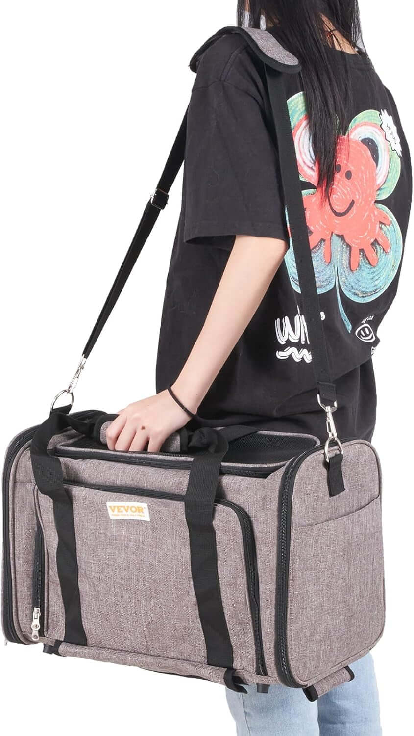 TAILSOFHOME Cat Carrier with Wheels for Travel and Transport