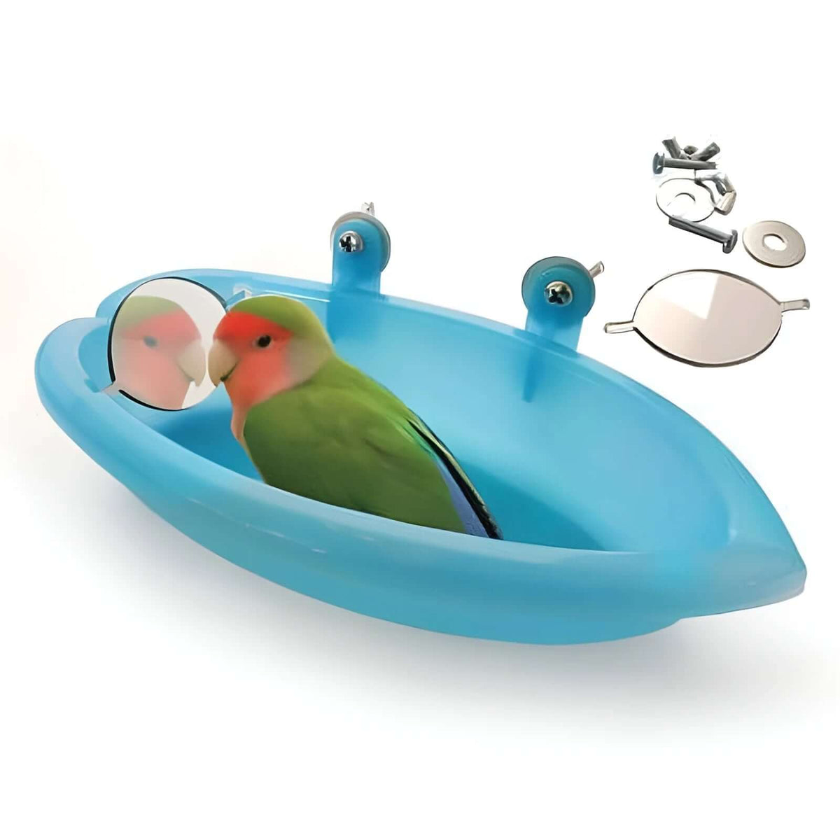 Bird Bath Tub Bowl Basin HTAILSOFHOME transparent cat carrier backpack for small pets and puppiesanging Birdbath Toy Pet Parrot Budgie Parakeet Cockatiel Cage Water Shower Food Feeder with Mirror Pet Supplies