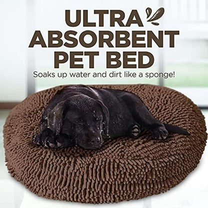 Soggy Doggy Super Snoozer Dog Bed - TAILSOFHOME transparent cat carrier backpack for small pets and puppiesMicrofiber Chenille round Bed for Dogs - Moisture Wicking Comfort - Removable Washable Cover (Dark Chocolate, Extra-Large 42”X42”X7”)