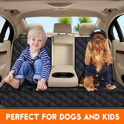 Dog Car Seat Cover, Back Seat Cover fTAILSOFHOME transparent cat carrier backpack for small pets and puppiesor Dogs Pet Car Seat Protector Waterproof Rear Seat Cover Durable Car Seat Cover, Fits Middle Armrest for Most Cars Suvs Trucks (53” Width)- Black