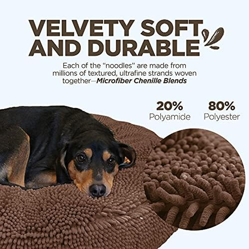 Soggy Doggy Super Snoozer Dog Bed - Microfiber Chenille round Bed for Dogs - Moisture Wicking Comfort - Removable Washable Cover (Dark Chocolate, Extra-Large 42”X42”X7”)