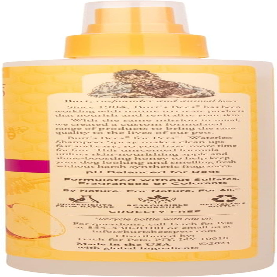 Waterless Shampoo Spray for Dogs, Apple & Honey, No-Rinse Dry Dog Shampoo for All Dogs and Puppies, Ph Balanced, No Sulfates, Parabens, Phthalates, 10 Fl Oz