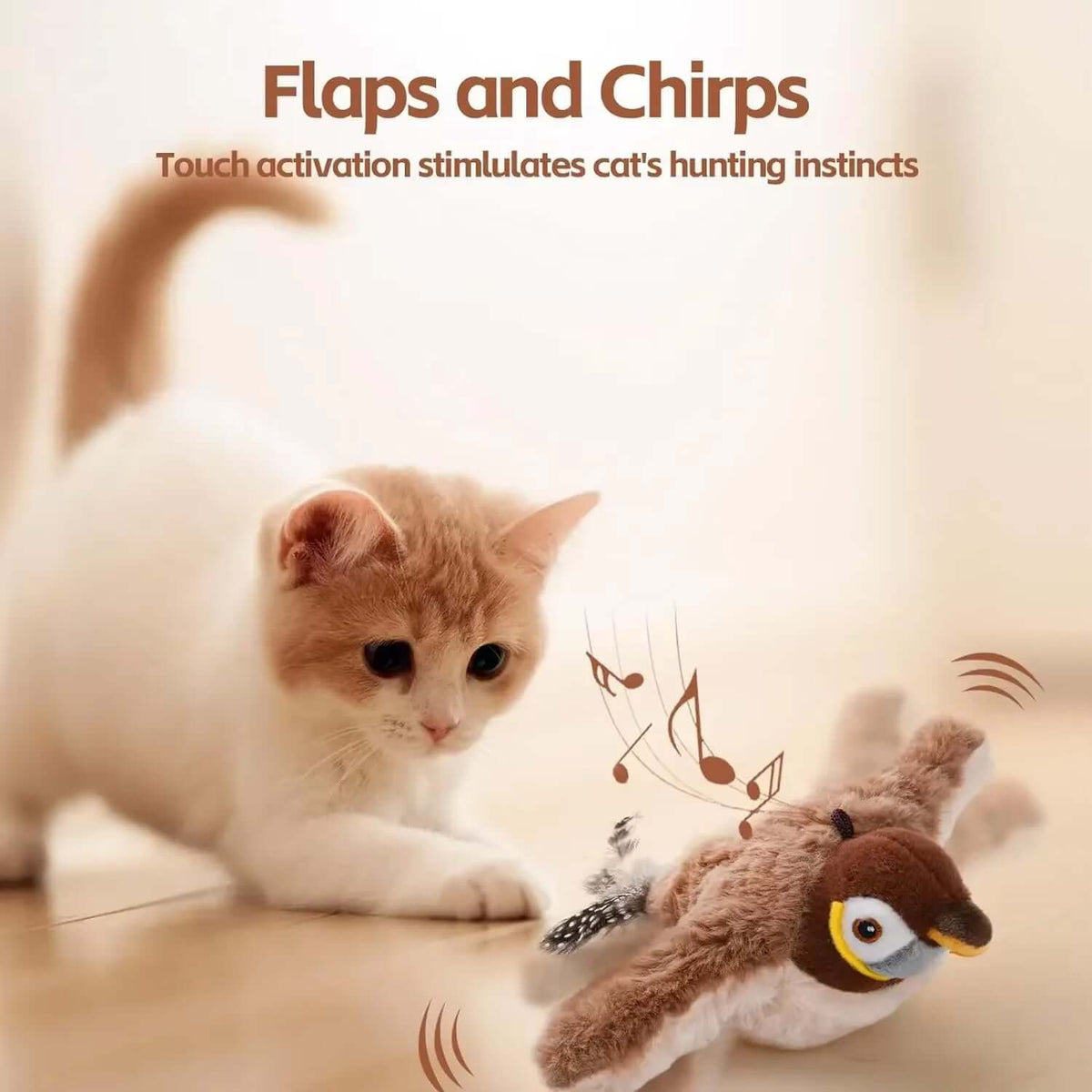 FlutterChirp Cat Toy TAILSOFHOME FlutterChirp Rechargeable Flapping Bird Cat Toy– Rechargeable Flapping Bird with Catnip &amp; Realistic Sounds