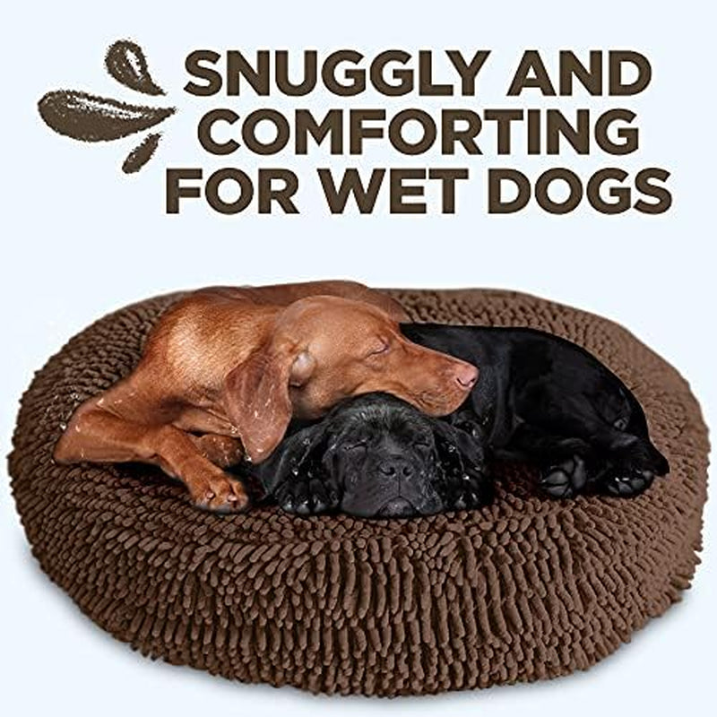 Soggy Doggy Super Snoozer Dog Bed - Microfiber Chenille round Bed for Dogs - Moisture Wicking Comfort - Removable Washable Cover (Dark Chocolate, Extra-Large 42”X42”X7”)