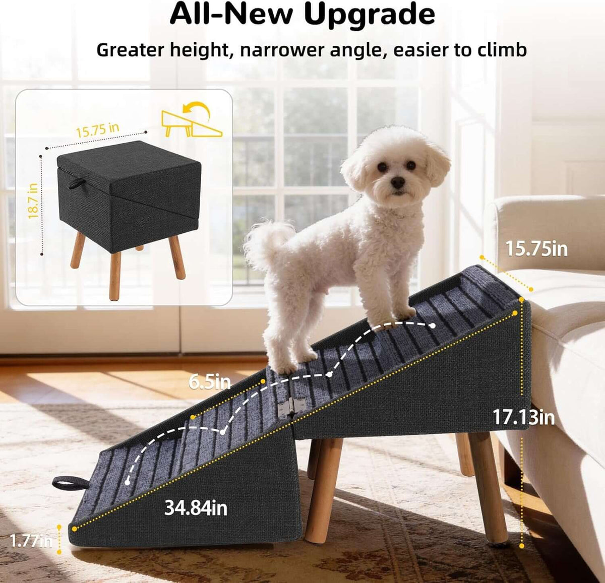 Foldable 2-in-1 Dog StairsTAILSOFHOME cozy hanging hammock bed for hamsters, rats and guinea pigs