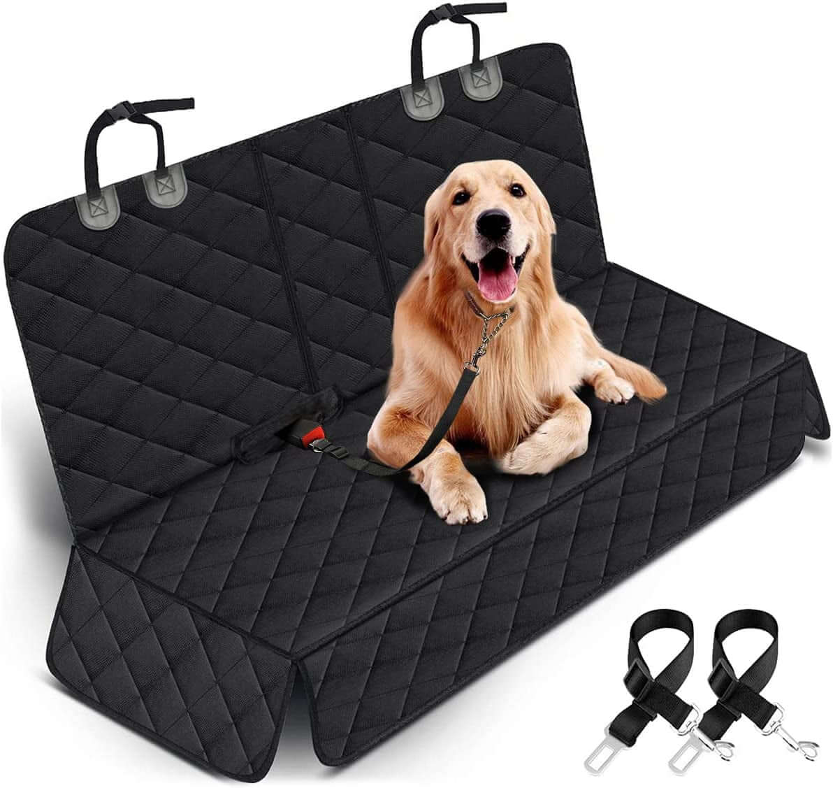 Dog Car Seat Cover, Back Seat Cover foTAILSOFHOME transparent cat carrier backpack for small pets and puppiesr Dogs Pet Car Seat Protector Waterproof Rear Seat Cover Durable Car Seat Cover, Fits Middle Armrest for Most Cars Suvs Trucks (53” Width)- Black