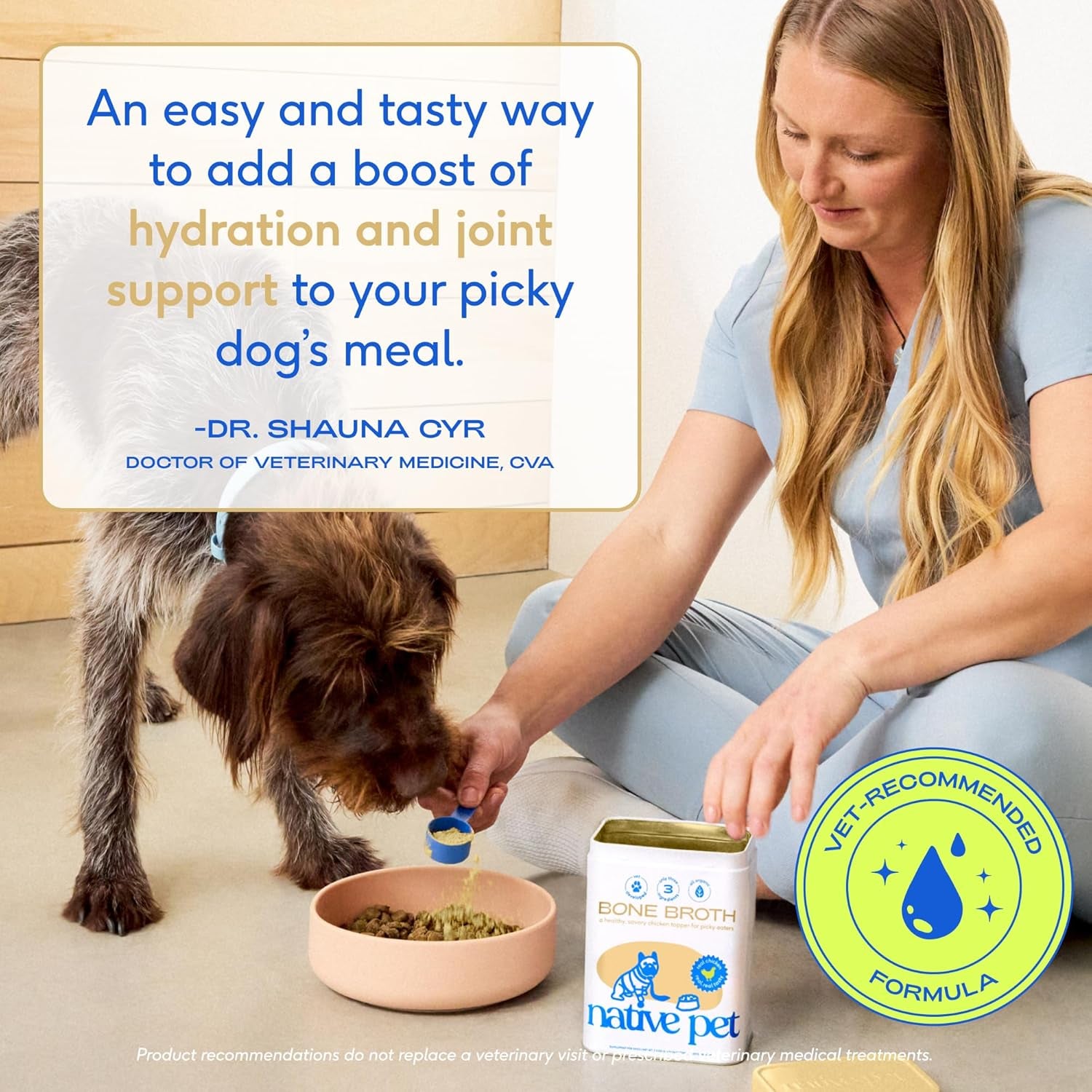 Bone Broth for Dogs and Cats - Chicken Bone Broth Powder Dog Food Toppers for Picky Eaters - Provides Extra Nutrition for Joint Strength, Immune Support & Heart Health - 96 Scoops