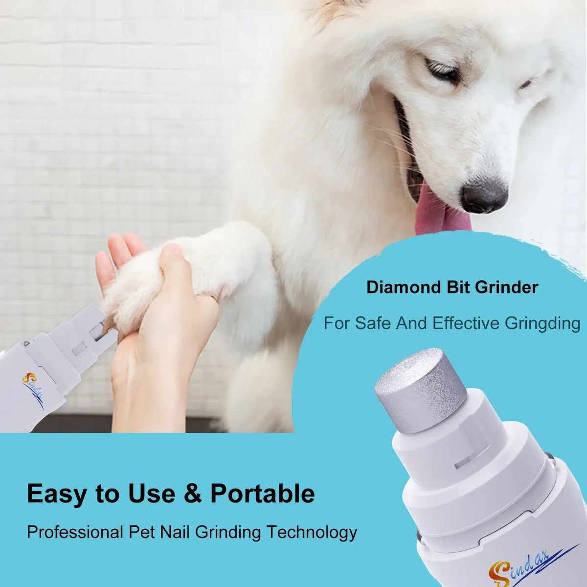 TAILSOFHOME USB Rechargeable 2-Speed Dog Nail Grinder