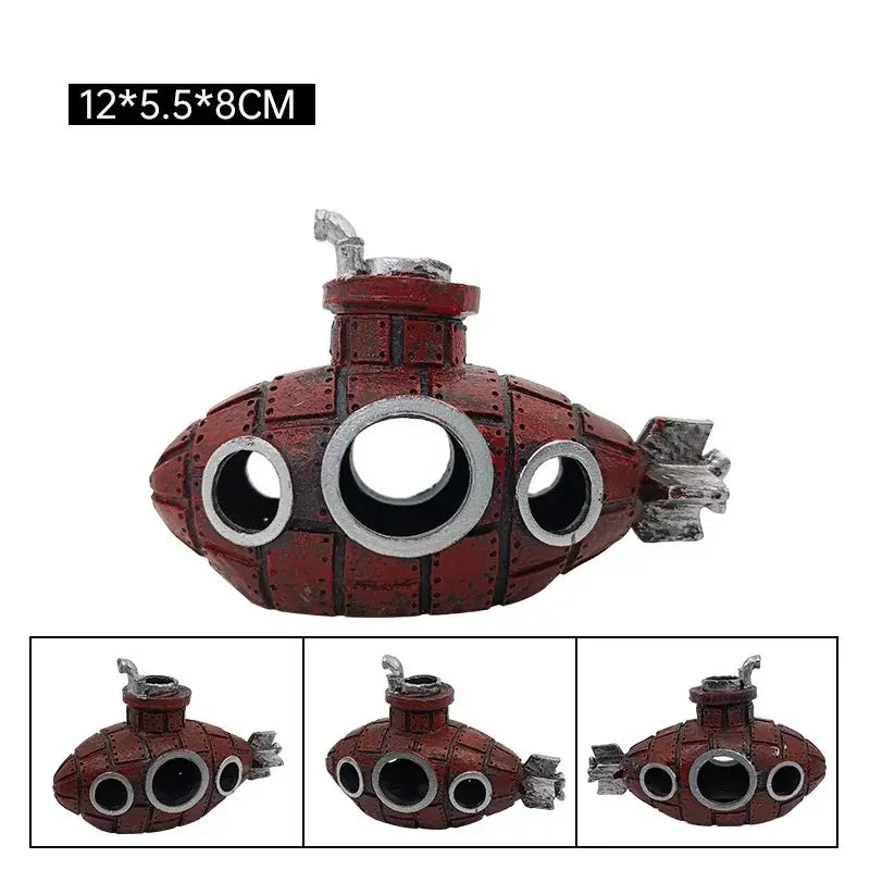 TAILSOFHOME Vintage Aquarium Shipwreck Resin Boat Decoration