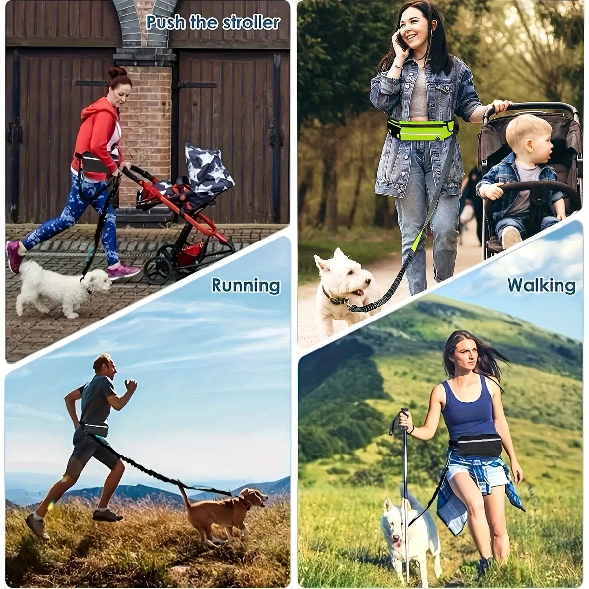 TAILSOFHOME Hands-Free Adjustable Dog Leash with Waist Belt