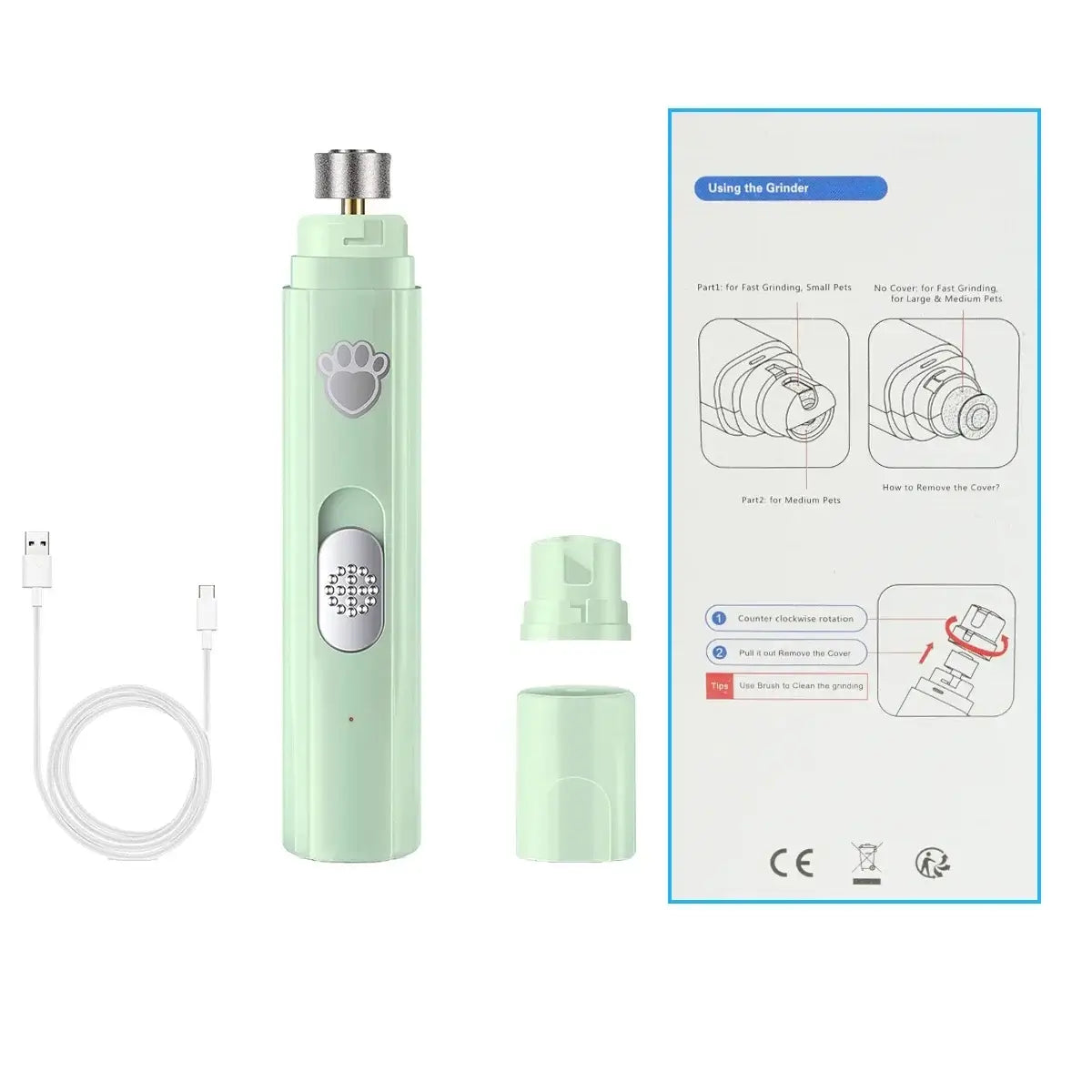 TAILSOFHOME USB Rechargeable Dog and Pet Nail Grinder