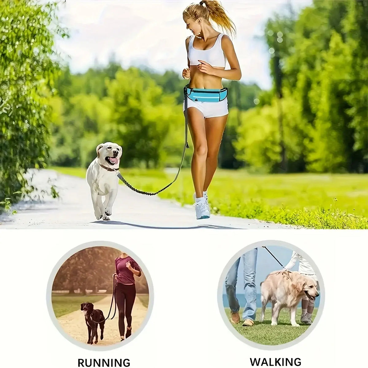 TAILSOFHOME Hands-Free Adjustable Dog Leash with Waist Belt