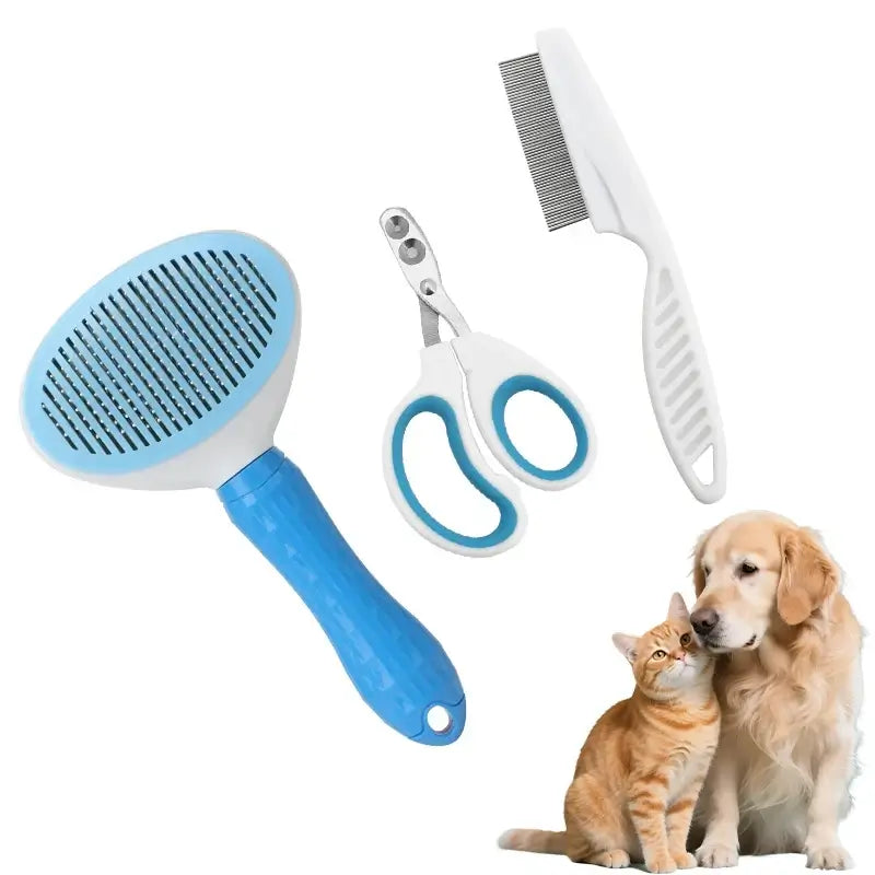 TAILSOFHOME 3-Piece Pet Grooming Kit with Massage Comb