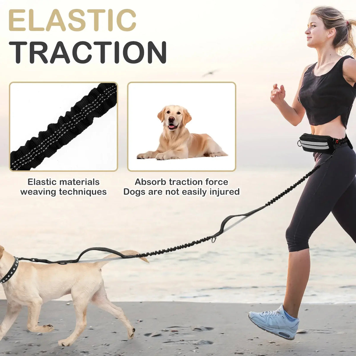 TAILSOFHOME Hands-Free Reflective Dog Leash with Waist Bag
