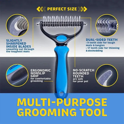 TAILSOFHOME Two-Sided Stainless Steel Pet Deshedding Brush