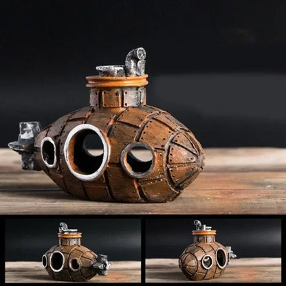 TAILSOFHOME Vintage Aquarium Shipwreck Resin Boat Decoration