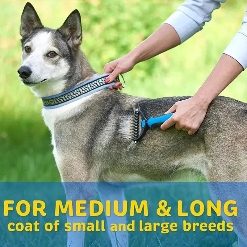 TAILSOFHOME Two-Sided Stainless Steel Pet Deshedding Brush