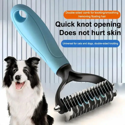 TAILSOFHOME 2-Sided Pet Deshedding Brush for Dogs Cats