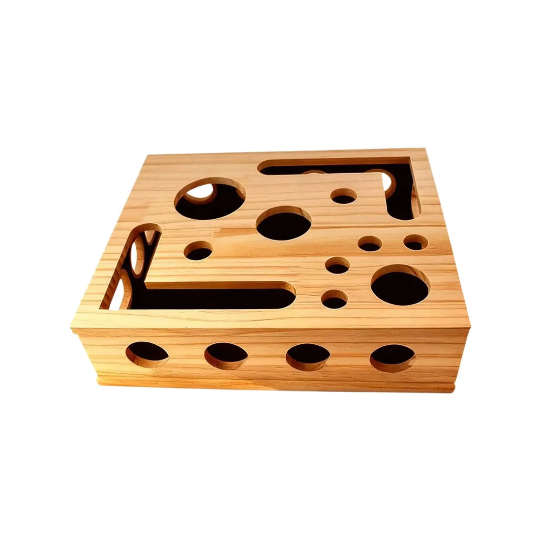 TAILSOFHOME Interactive Wooden Cat Maze Treat Dispenser Toy