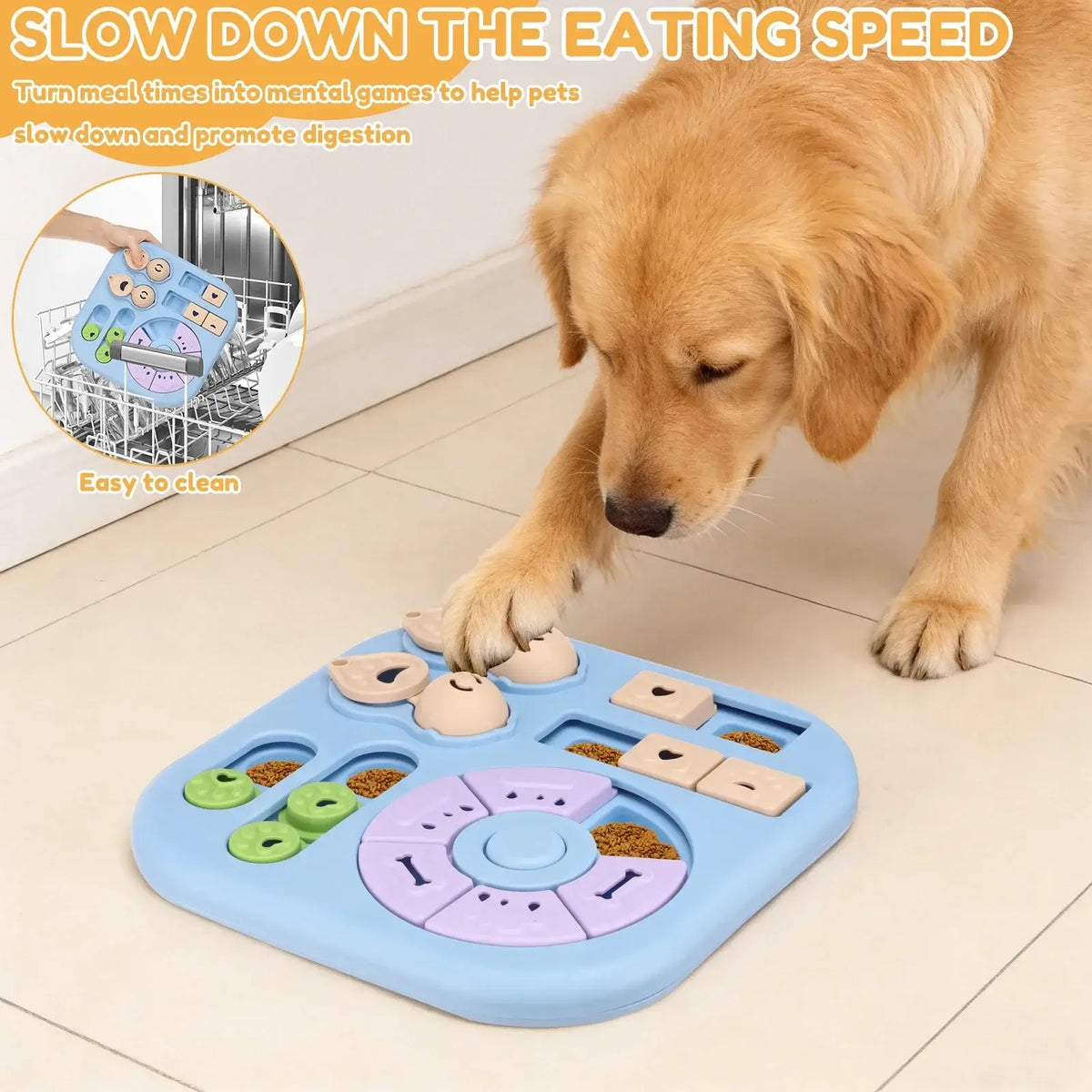 TAILSOFHOME Interactive Dog Puzzle Treat Slow Feeder