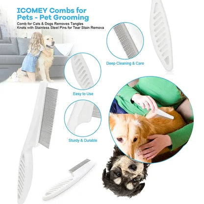 TAILSOFHOME 3-Piece Pet Grooming Kit with Massage Comb