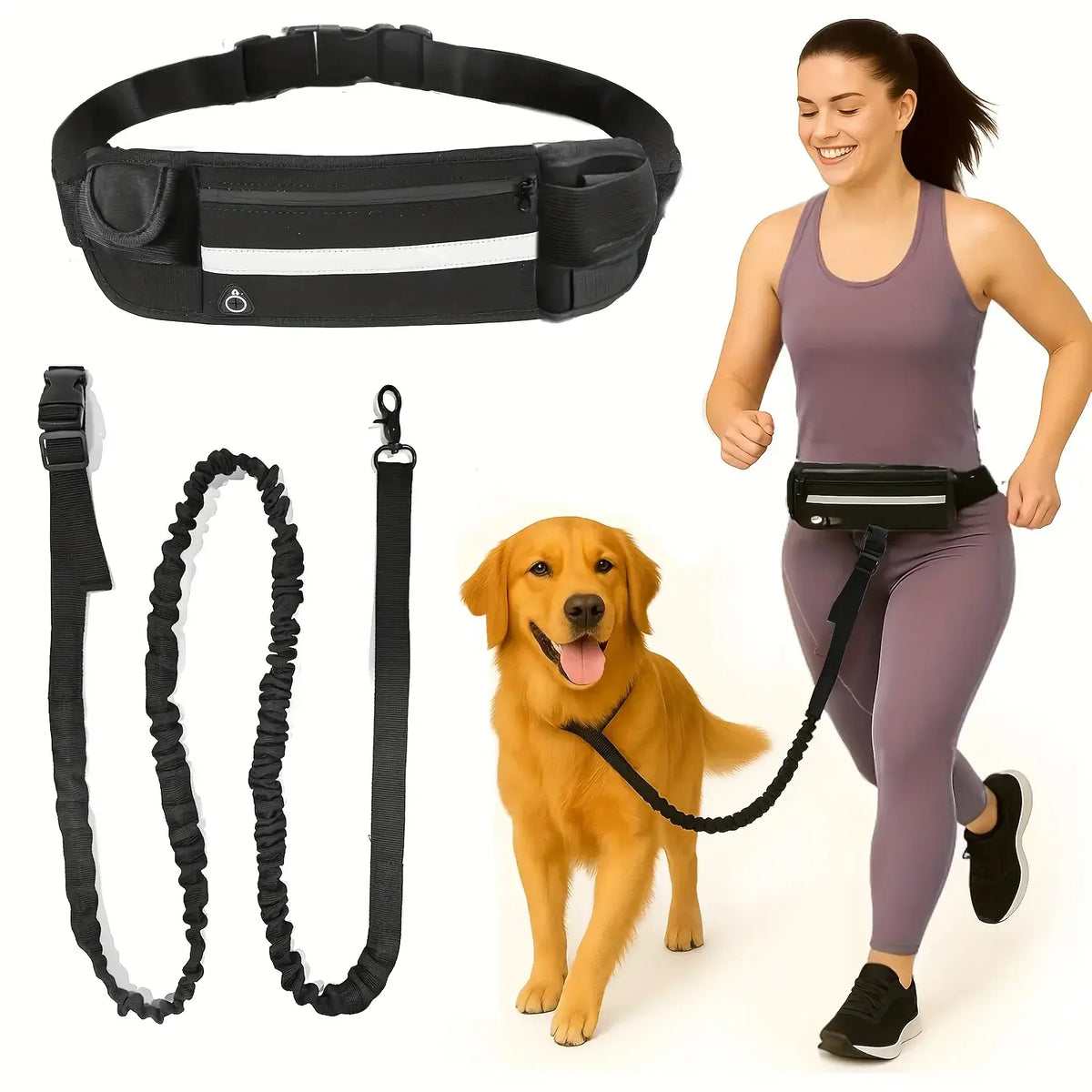 TAILSOFHOME Hands-Free Adjustable Dog Leash with Waist Belt