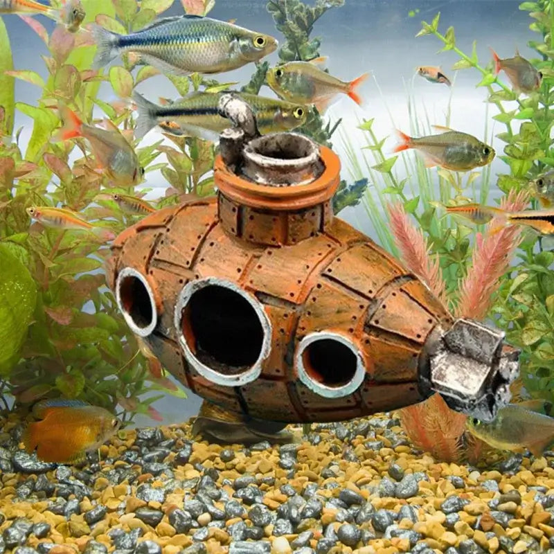 TAILSOFHOME Vintage Aquarium Shipwreck Resin Boat Decoration