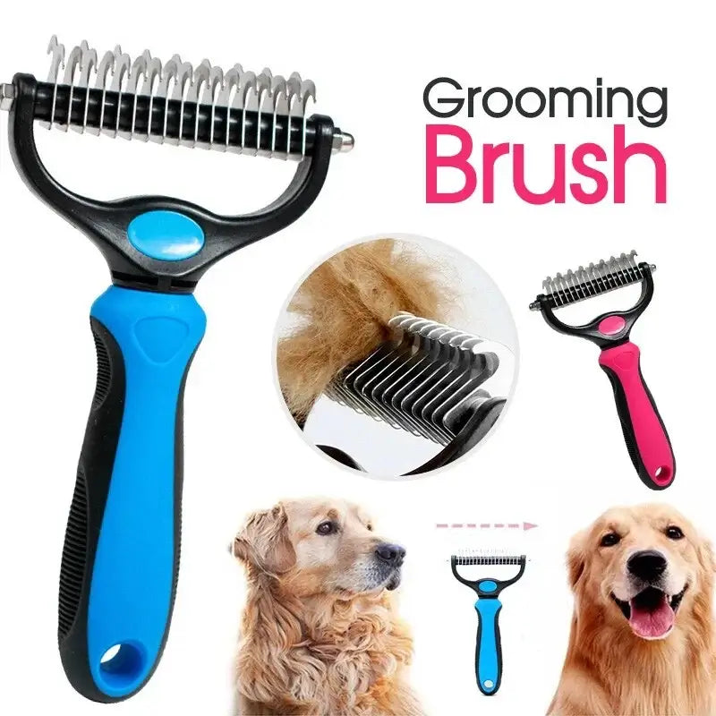 TAILSOFHOME Two-Sided Stainless Steel Pet Deshedding Brush
