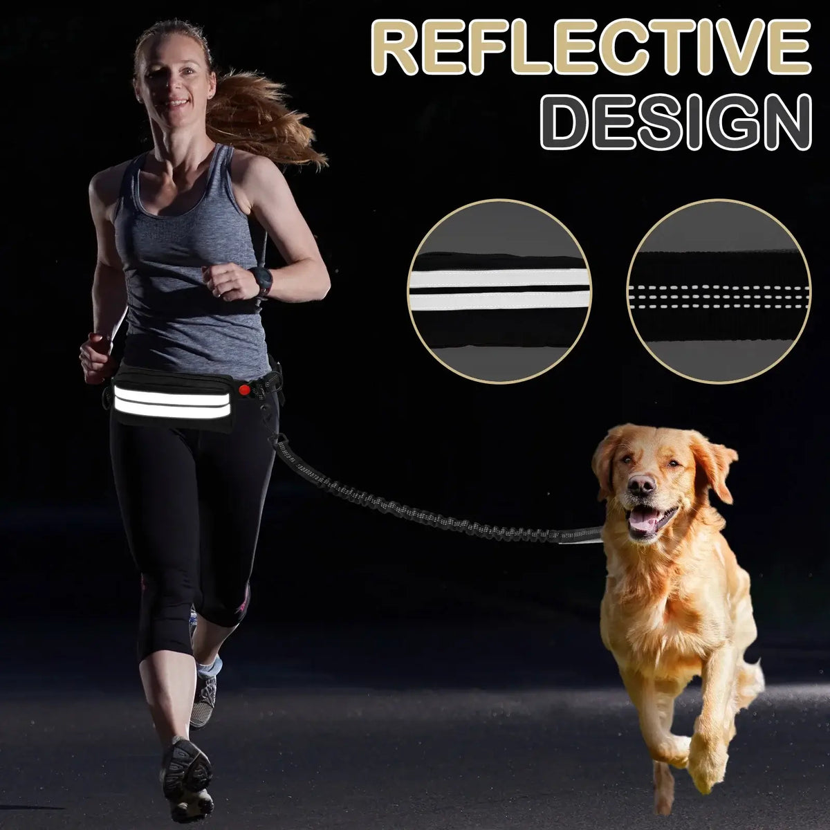 TAILSOFHOME Hands-Free Reflective Dog Leash with Waist Bag