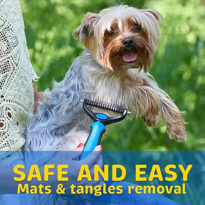 TAILSOFHOME Two-Sided Stainless Steel Pet Deshedding Brush