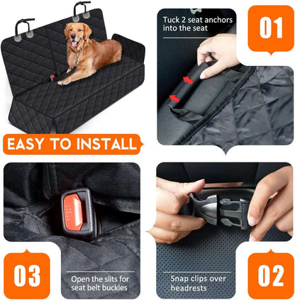 Dog Car Seat Cover, Back Seat CoTAILSOFHOME transparent cat carrier backpack for small pets and puppiesver for Dogs Pet Car Seat Protector Waterproof Rear Seat Cover Durable Car Seat Cover, Fits Middle Armrest for Most Cars Suvs Trucks (53” Width)- Black