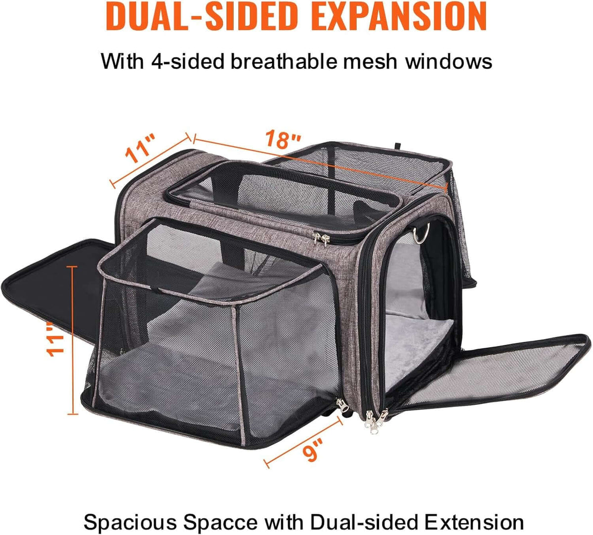 TAILSOFHOME Cat Carrier with Wheels for Travel and Transport