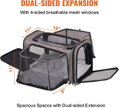TAILSOFHOME Cat Carrier with Wheels for Travel and Transport