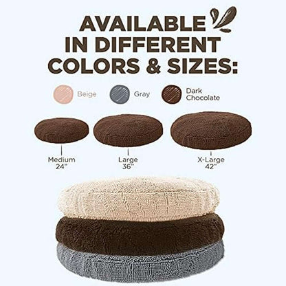 Soggy Doggy Super Snoozer Dog Bed - MTAILSOFHOME transparent cat carrier backpack for small pets and puppiesicrofiber Chenille round Bed for Dogs - Moisture Wicking Comfort - Removable Washable Cover (Dark Chocolate, Extra-Large 42”X42”X7”)